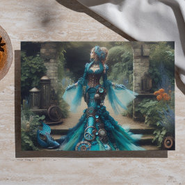 Papel De Seda Teal Mermaid Steampunk Vintage Lady Vitoriana