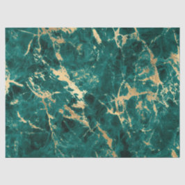 Papel De Seda Teal moderno e Dourado padrão mármore
