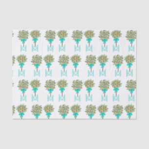 Papel De Seda Teal Orange Topiary Robin's Egg Blue