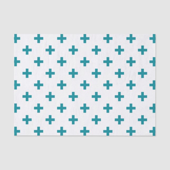 Papel De Seda Teal polka cruza em branco (Frente )