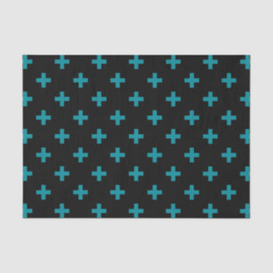 Papel De Seda Teal polka cruza em preto