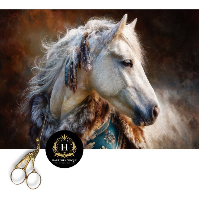 Papel De Seda Teal White Stallion Western Furniture Decoupage (Criador carregado)