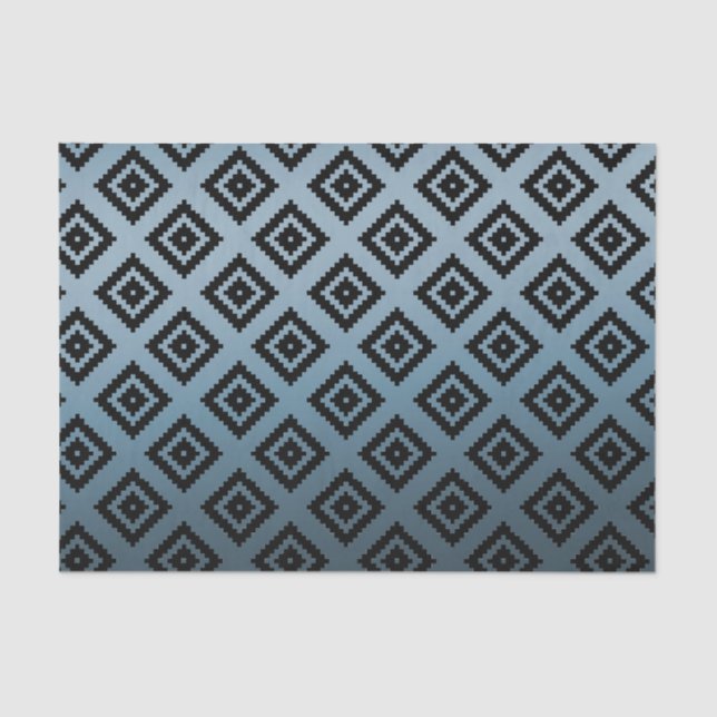 Papel De Seda Teal White Tribal Aztec (Frente )