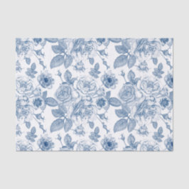 Papel De Seda Tecido azul Elegante, floral, branco, Vintage
