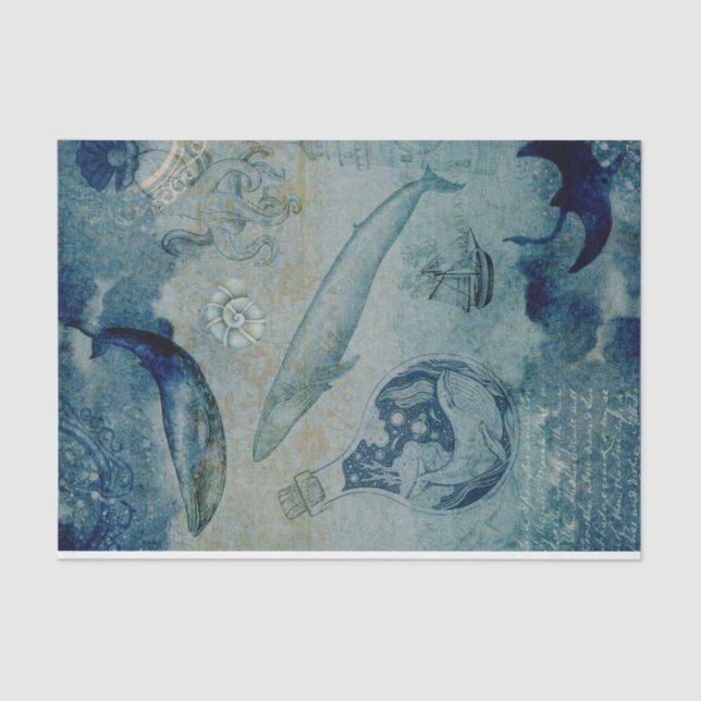 Papel De Seda Tecido Baleoso Náutico Vintage (Frente )