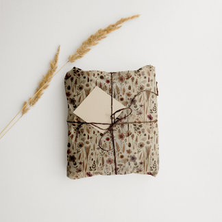 Papel De Seda Tecido Botânico Flor Prensada de Herbário Vintage