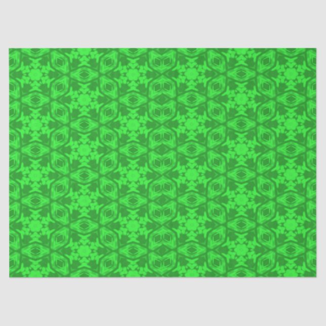 Papel De Seda Tecido caleidoscópico verde (Frente )