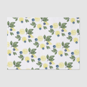 Papel De Seda Tecido com limões e mirtilos
