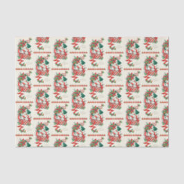 Papel De Seda Tecido da festa natalícia do gato do natal vintage