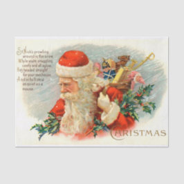 Papel De Seda Tecido da festa natalícia do papai noel do poema