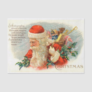 Papel De Seda Tecido da festa natalícia do papai noel do poema