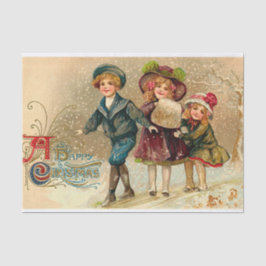 Papel De Seda Tecido da festa natalícia dos miúdos do natal