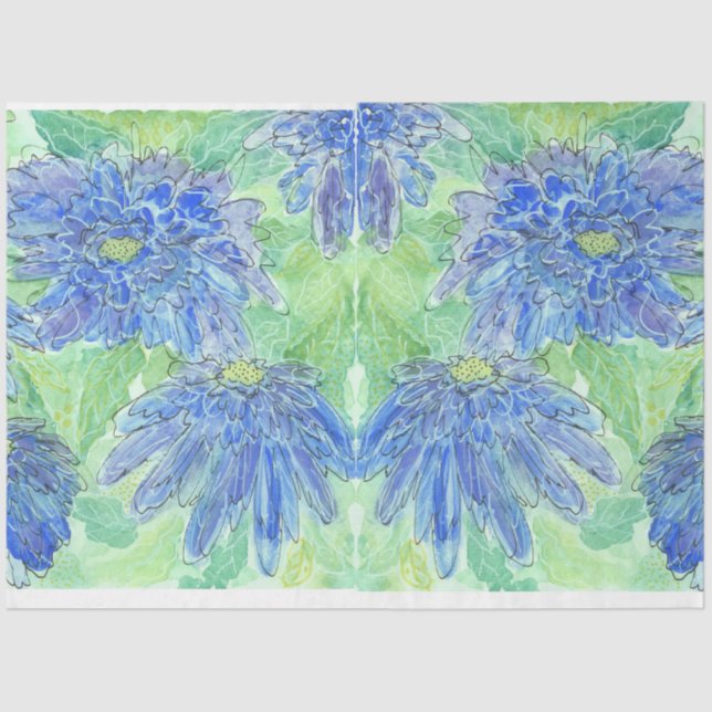 Papel De Seda Tecido de Decoupage - Arte de Aquarela Original (Frente )