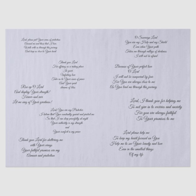 Papel De Seda Tecido de Decoupage com orações cristãs (Frente )