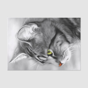 Papel De Seda Tecido de Decoupage de Gatinhos Pretos e Brancos