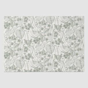 Papel De Seda Tecido de Decoupage Floral de Folha Verde Vintage