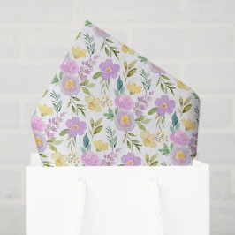 Papel De Seda Tecido de Decoupage Floral Roxo, Botânico Amarelo