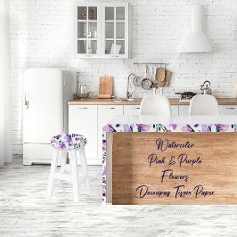 Papel De Seda Tecido de dissociação das flores roxas e rosa com