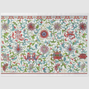 Papel De Seda Tecido de dissociação floral vermelho, teórico e r