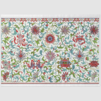 Papel De Seda Tecido de dissociação floral vermelho, teórico e r