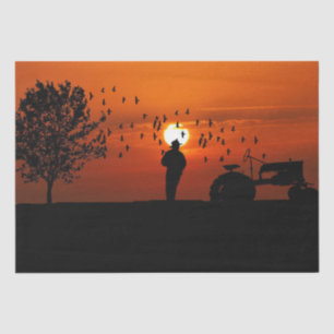 Papel De Seda Tecido de dissociação sunset do trator de fazenda