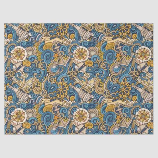 Papel De Seda Tecido de embrulho de presente náutico (Frente )