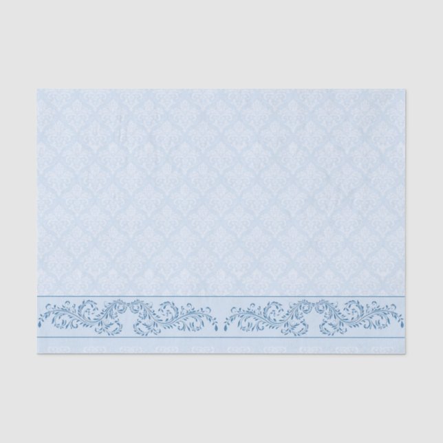 Papel De Seda Tecido de empacotamento - Azul-Icy Damask (Frente )