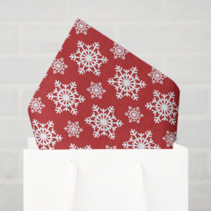 Papel De Seda Tecido de flocos de neve branco-vermelho
