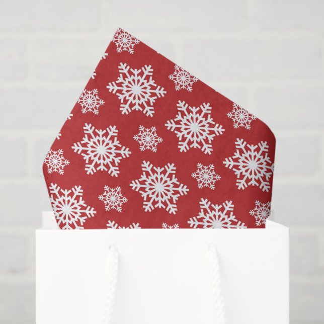 Papel De Seda Tecido de flocos de neve branco-vermelho (Sacola de presentes)