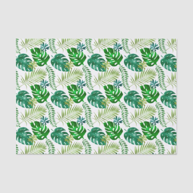 Papel De Seda Tecido de folha verde tropical (Frente )