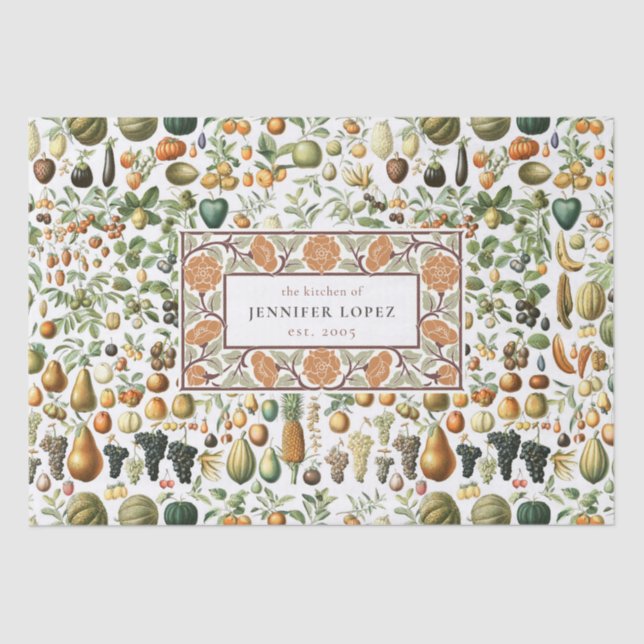 Papel De Seda Tecido de padrão de Fruta do Adolphe Millot (Frente )