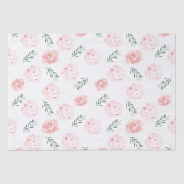 Papel De Seda Tecido de presente Hidrangea rosa (Frente )