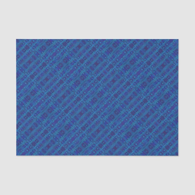 Papel De Seda Tecido de safira azul, padrão geométrico sem costu (Frente )