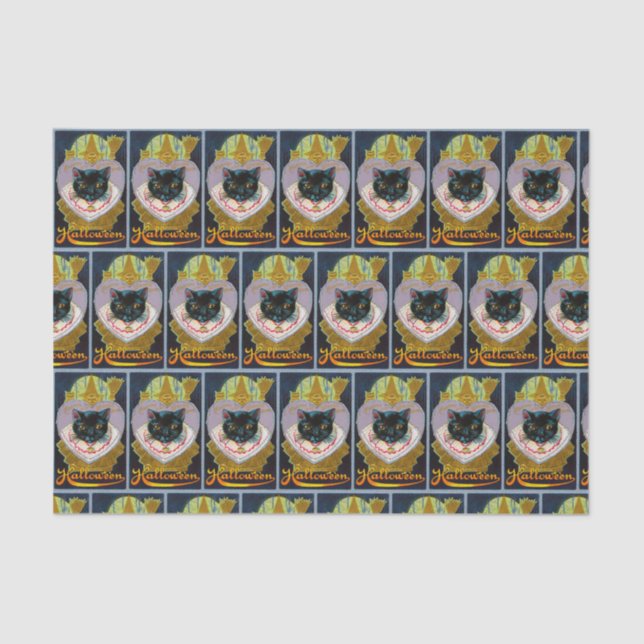 Papel De Seda Tecido do partido da bruxa do gato preto do Dia (Frente )