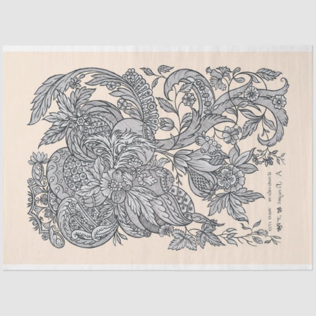 Papel De Seda Tecido do século XVIII (Frente )