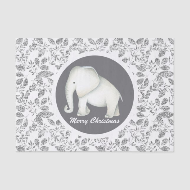Papel De Seda Tecido elefante branco de prata (Frente )