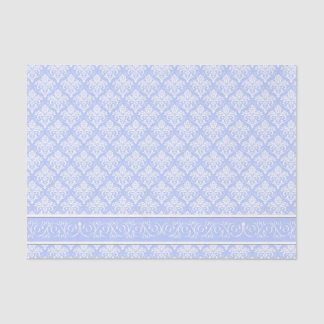 Papel De Seda Tecido embebido - Damasco Azul Wedgewood (Frente )