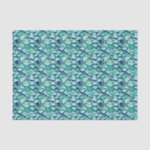 Papel De Seda Tecido Falso de Vidro Marinho Mosaico Abstrato Azu