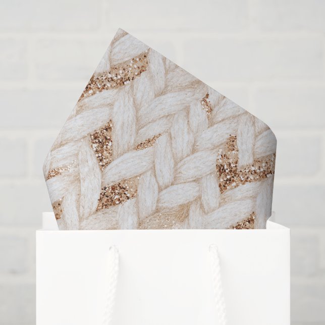 Papel De Seda Tecido Falso Tecido Branco Brilho Dourado Aniversá (Sacola de presentes)