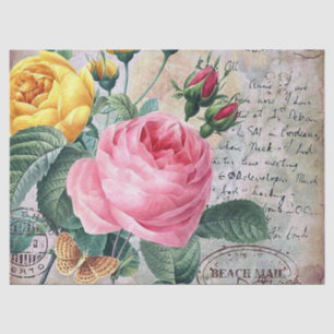 Papel De Seda Tecido floral do partido do teste padrão dos rosa