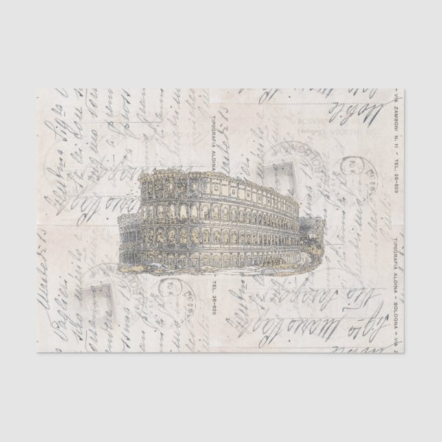 Papel De Seda Tecido italiano do cartão do coliseu antigo de (Frente )