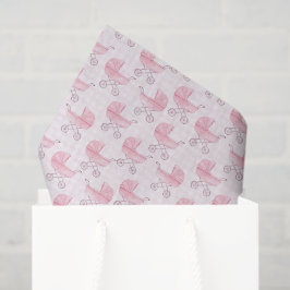 Papel De Seda Tecido para Decoupage de Carrinho de Bebê Rosa, Ch
