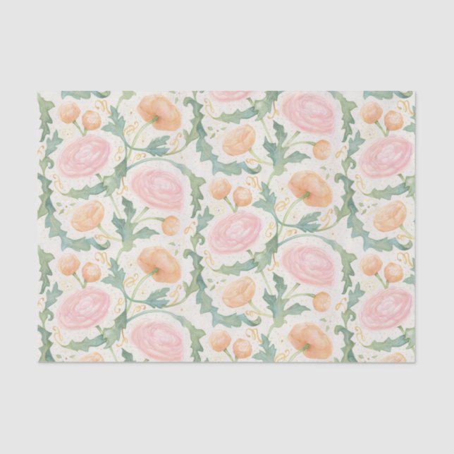 Papel De Seda Tecido Ranunculus Radiante (Frente )