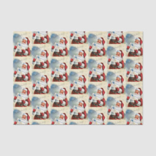 Papel De Seda Tecido retro do feriado do papai noel do natal