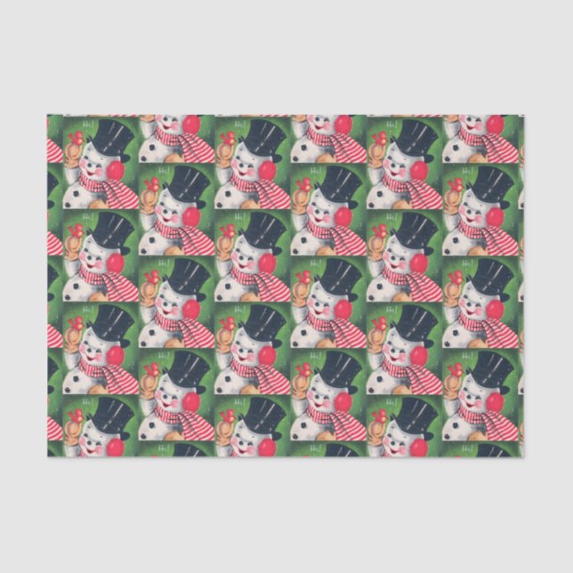 Papel De Seda Tecido retro do partido do boneco de neve do natal (Frente )