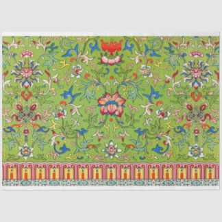 Papel De Seda Tecido verde de dissociação floral