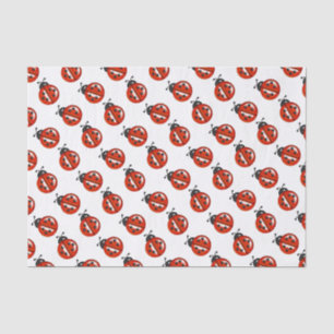 Papel De Seda Tecido vermelho e branco do presente dos joaninhas
