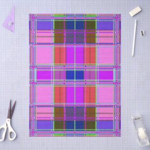 Papel De Seda Tecido xadrez rosa padrão de tecido madras
