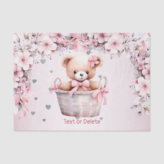 Papel De Seda Teddy Bear Baby Girl Flowant (Frente )