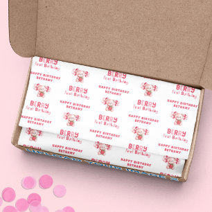 Papel De Seda Teddy Bear Berry Primeiro Aniversário Feliz